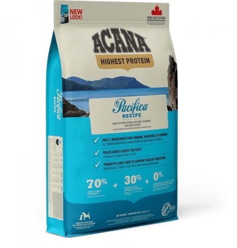 Acana Pacifica Prémium Minőségű Gabonamentes Száraztáp Kutyáknak 11.4kg - Természetes Halas Összetevők az Egészséges Szőrzetért és Vitalitásért