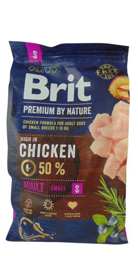 Brit Premium by Nature Adult Small Csirke Száraz Kutyatáp 3kg - Ízületvédő Összetevőkkel, Omega Zsírsavakkal és Természetes Rostokkal