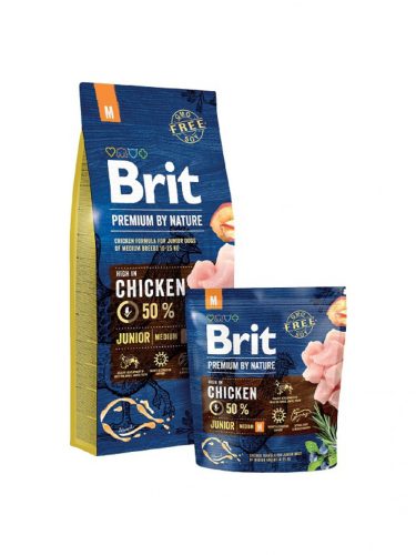 Brit Premium by Nature Junior M Csirke Száraz Kutyatáp 3kg - Ízületvédő Összetevőkkel, Omega Zsírsavakkal és Természetes Rostokkal