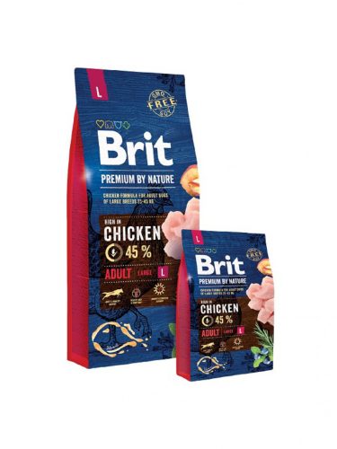 Brit Premium by Nature Adult L Csirke Száraz Kutyatáp 15kg - Nagytestű Felnőtt Kutyáknak (25–45 kg)