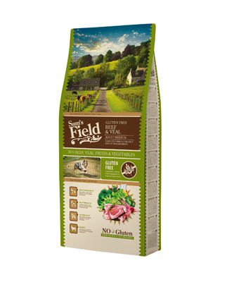 Sam's Field Grain Free Adult Prémium Minőségű Gabonamentes Száraztáp Közepes Testű Kutyáknak Marhával és Borjúhússal 13kg - Egészséges Emésztésért és Erős Izomzatért
