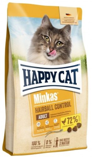 Happy Cat Minkas Hairball Control Száraz Macskaeledel Felnőtt Macskáknak 4kg - Természetes Rostokkal a Szőrlabdák Képződésének Csökkentésére, Baromfihússal