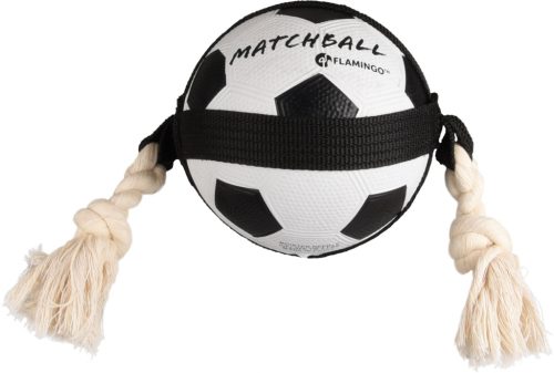 Flamingo Kutyajáték Matchball Focilabda Kötéllel 12.5cm - Tartós és Rágásálló Játék Kutyáknak
