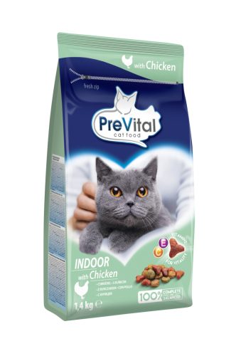 Prevital Indoor Cat Teljes Értékű Szárazeledel Macskák Részére Csirke Ízesítéssel 1.4 kg - Kiegyensúlyozott Táplálás Lakásban Élő Felnőtt Macskák Számára