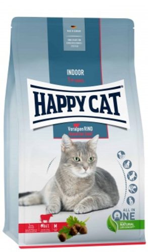 Happy Cat Indoor Adult Bavarian Beef Száraz Macskaeledel 1.3kg - Csökkentett Zsírtartalmú, Könnyen Emészthető Marhahússal, Szőrlabda-Kontrollal és Szagcsökkentéssel Beltéri Felnőtt Macskáknak