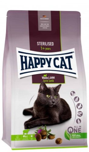 Happy Cat Sterilised Adult Weide-Lamm Száraz Macskaeledel Ivartalanított Felnőtt Macskáknak 10kg - Csökkentett Zsírtartalmú, Könnyen Emészthető Bárányhússal