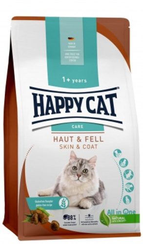 Happy Cat Sensitive Skin & Coat Száraz Macskaeledel Felnőtt Macskáknak 4kg - Gluténmentes, Könnyen Emészthető Csirkével, Omega Zsírsavakkal és Bőrbarát Tápanyagokkal Érzékeny Bőrű