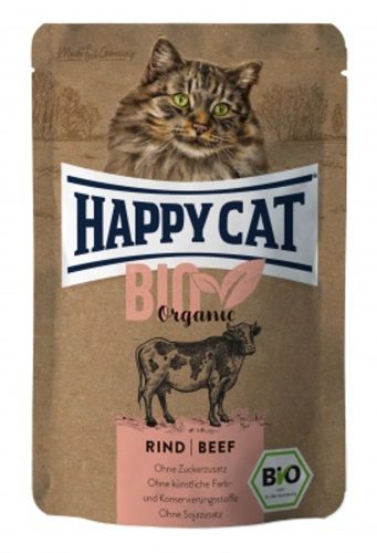 Happy Cat Pouch Hús Bio Marha Nedves Macskaeledel Felnőtt Macskáknak 12x85g - Gabonamentes, Biogazdálkodásból Származó Marhahússal, Természetes Táplálkozás a Macskák Egészségéért