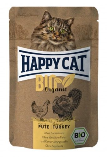 Happy Cat Pouch Hús Bio Csirke-Pulyka Nedves Macskaeledel Felnőtt Macskáknak 12x85g - Gabonamentes, Biogazdálkodásból Származó Hússal, Természetes Táplálkozás a Macskák Egészségéért