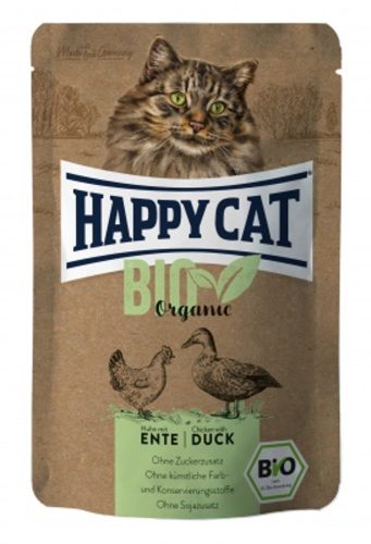 Happy Cat Pouch Hús Bio Csirke-Kacsa Nedves Macskaeledel Felnőtt Macskáknak 12x85g - Gabonamentes, Biogazdálkodásból Származó Hússal, Természetes Táplálkozás a Macskák Egészségéért