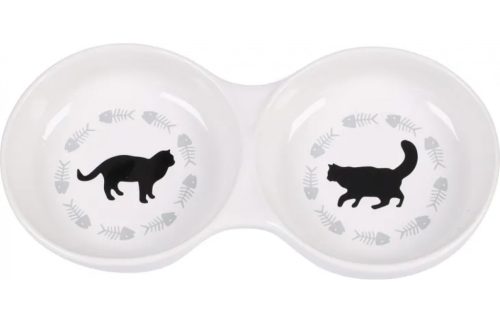 Flamingo Macska Kerámiatál Duo 2 x 200ml - Dupla Etetőtál Kutyáknak és Macskáknak