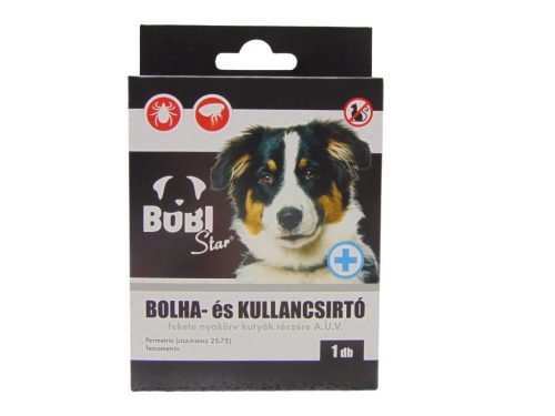 Bobi Star Bolha és Kullancsriasztó Nyakörv Kutyáknak Fekete Színben - Hosszantartó Védelem Paraziták Ellen