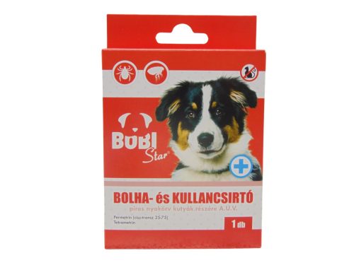 Bobi Star Bolha és Kullancsriasztó Nyakörv Kutyáknak Piros Színben - Hosszantartó Védelem Paraziták Ellen
