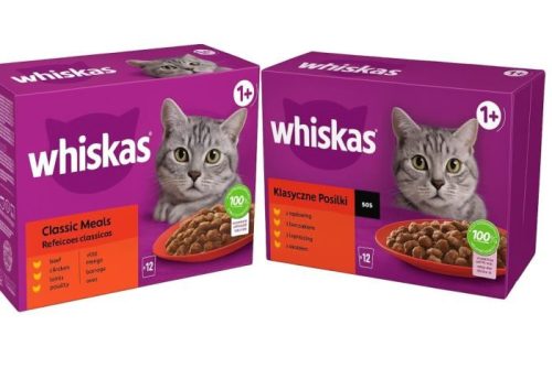 WHISKAS Adult tasak 2x12 (12 x 85 g) Classic Meals - nedves eledel felnőtt macskáknak, mártással (marhahús, csirke, bárány, baromfi) Kedvezményes Csomag