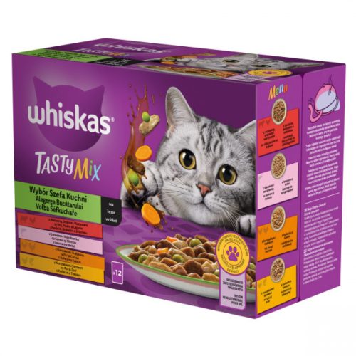 Whiskas Alutasakos 12 Pack Chef's Choice Szósszal Felnőtt Macskák Részére Négyféle Ínycsiklandó Recepttel 85g 12db - Teljes Értékű és Változatos Táplálás Kedvencednek