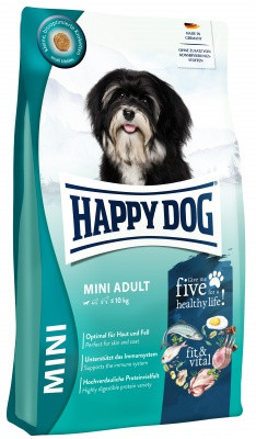 Happy Dog Fit & Vital Mini Adult Száraz Kutyatáp 800g - Gluténmentes, Változatos Fehérjeforrásokkal Kistestű Felnőtt Kutyáknak