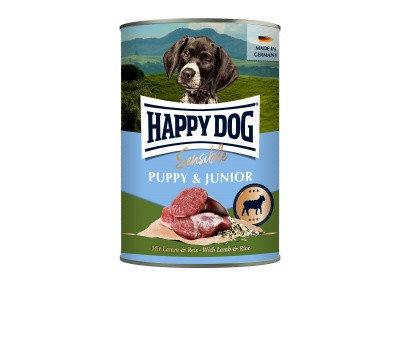 Happy Dog Sensible Puppy & Junior Konzerv Bárány & Rizs 6x400g - Gluténmentes Nedvestáp Kölyök- és Fiatal Kutyáknak