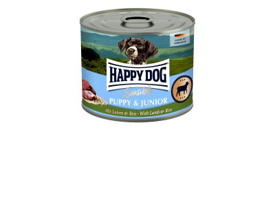 Happy Dog Supreme Sensible Puppy & Junior Konzerv Bárány & Rizs 6x200g - Gluténmentes Nedvestáp Kölyök- és Fiatal Kutyáknak