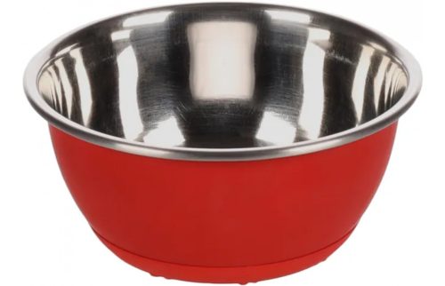 Flamingo Tobias Etető és Itatótál Piros-Ezüst 13cm / 500ml– Személyre Szabható, Csúszásmentes és Tartós Tál Közepes és Nagytestű Kutyáknak