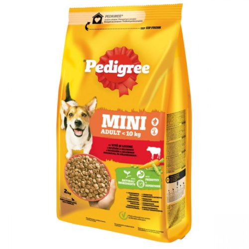 Pedigree Adult Mini Száraz Kutyatáp Marhával és Zöldségekkel 2kg - Teljes Értékű Eledel Kistestű Felnőtt Kutyáknak