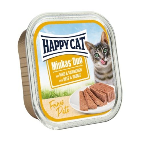 Happy Cat Minkas Duo Marha & Nyúl Nedves Macskaeledel Válogatós Felnőtt Macskáknak 16x100g - Gabonamentes, Két Rétegű Ínyenc Eledel Természetes Gyógynövényekkel
