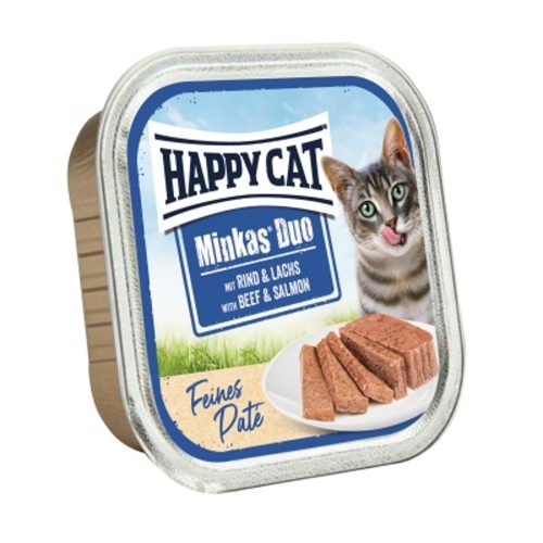 Happy Cat Minkas Duo Marha & Vadlazac Nedves Macskaeledel Válogatós Felnőtt Macskáknak 16x100g - Gabonamentes, Két Rétegű Ínyenc Eledel Természetes Gyógynövényekkel
