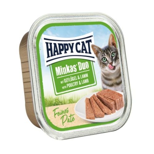 Happy Cat Minkas Duo Szárnyas & Bárány Nedves Macskaeledel Válogatós Felnőtt Macskáknak 16x100g - Gabonamentes, Két Rétegű Ínyenc Eledel Természetes Gyógynövényekkel