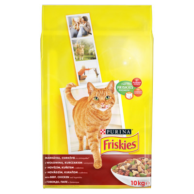 Friskies Száraz Macskaeledel Marha és Zöldség 10kg - Teljes Értékű, Vitaminokkal Dúsított Ropogós Macskatáp