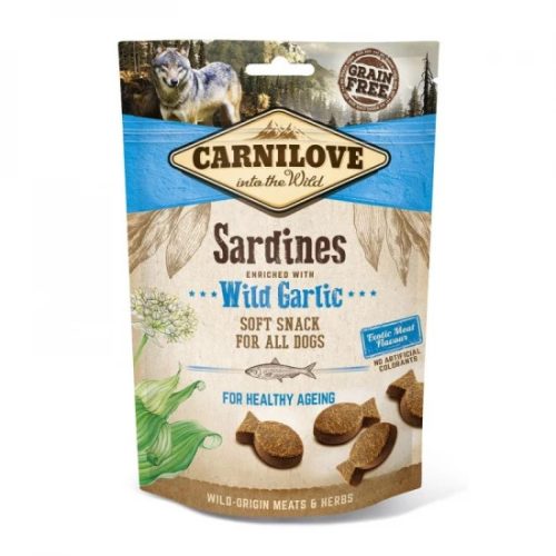 Carnilove Dog Semi Moist Snack Szardínia & Medvehagyma Jutalomfalat Kutyáknak 200g - Gabonamentes, Egészséges Öregedést Támogató