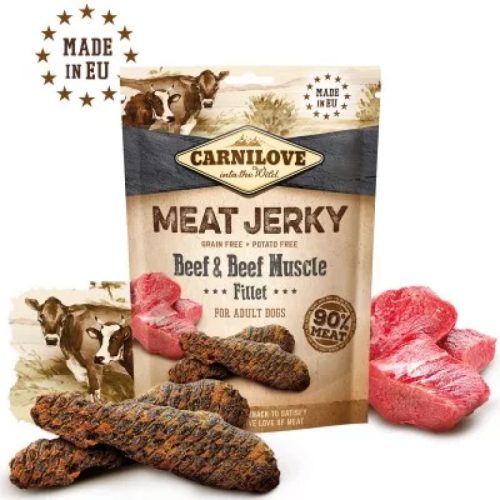 Carnilove Dog True Fresh Jerky Snack Marha & Marha Izom Filé Jutalomfalat Kutyáknak 100g - Gabonamentes, 90% Hústartalom