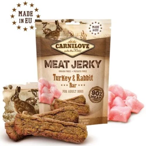 Carnilove Dog True Fresh Jerky Snack Pulyka & Nyúl Bar Jutalomfalat Kutyáknak 100g - Gabonamentes, 90% Hústartalom