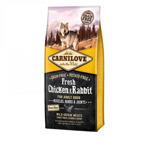 Carnilove Fresh Chicken & Rabbit Prémium Minőségű Gabona és Burgonyamentes Száraztáp Felnőtt Kutyáknak 12kg