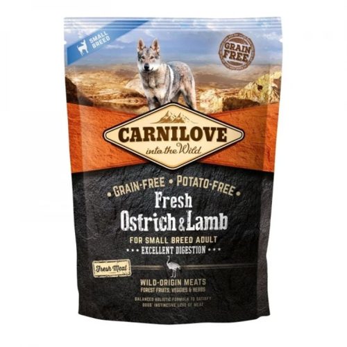 Carnilove Fresh Ostrich & Lamb Prémium Minőségű Gabona és Burgonyamentes Száraztáp Kistestű Felnőtt Kutyáknak 1.5kg