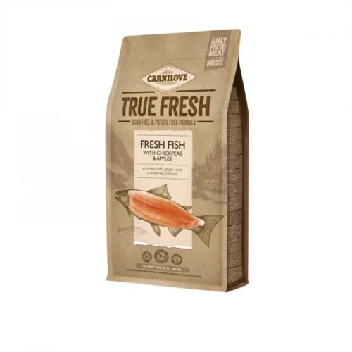 Carnilove True Fresh Hal Prémium Minőségű Gabona- és Burgonyamentes Száraztáp Felnőtt Kutyáknak 1.4kg - Friss Tengeri és Édesvízi Hallal az Egészséges Emésztésért és Fényes Szőrzetért