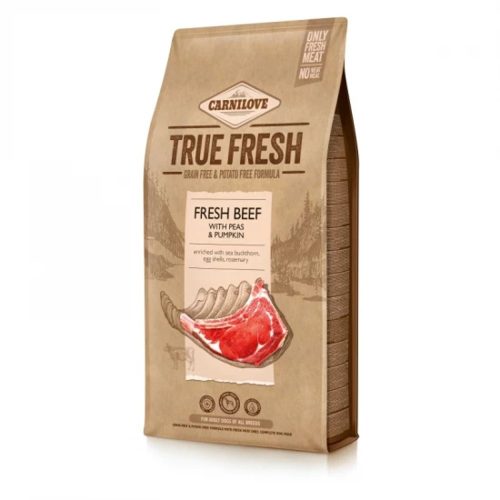 Carnilove True Fresh Marha Prémium Minőségű Gabona- és Burgonyamentes Száraztáp Felnőtt Kutyáknak 11.4kg - Friss Marhahússal. Borsóval és Sütőtökkel az Egészséges Emésztésért és Erős Csontozatért