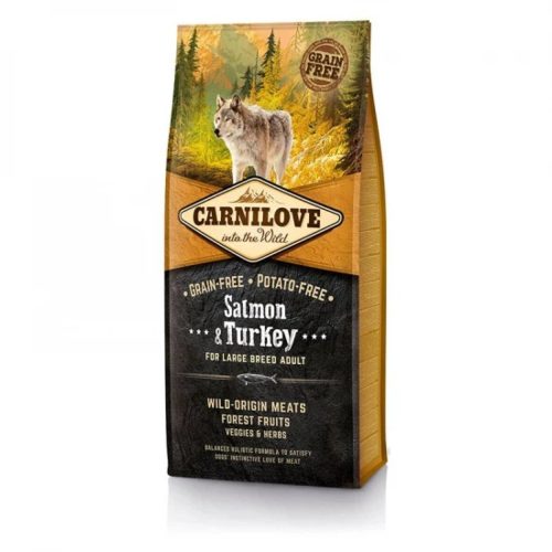 Carnilove Adult Large Lazac & Pulyka Prémium Minőségű Gabona- és Burgonyamentes Száraztáp Nagytestű Felnőtt Kutyáknak 4kg - Magas Fehérjetartalommal és Omega-3 Zsírsavakkal