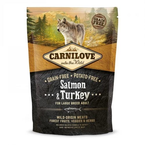 Carnilove Dog Adult Large Prémium Minőségű Száraztáp Nagytestű Kutyáknak Lazaccal és Pulykahússal 1.5kg Egészséges Izomzatért és Ízületvédelemért