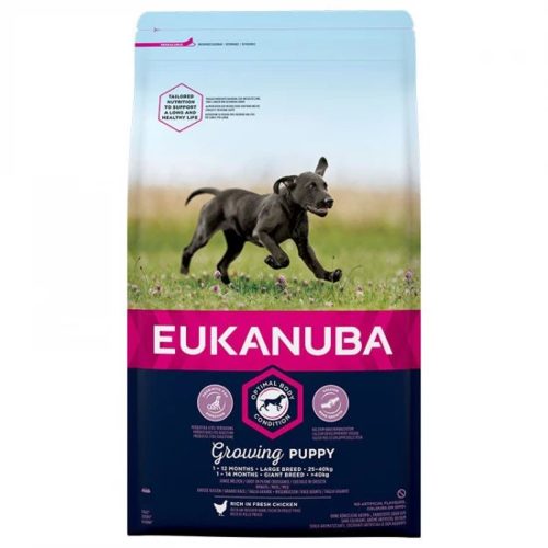 Eukanuba Puppy Large Breed Prémium Minőségű Száraztáp Nagytestű Kölyökkutyáknak Csirkehússal 3kg - Egészséges Csontozatért. Izomfejlődésért és Optimális Növekedésért