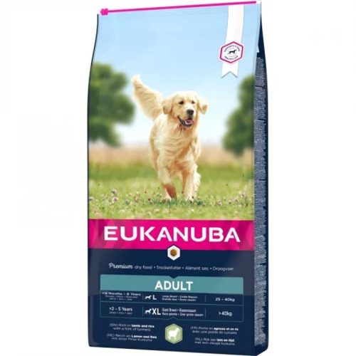 Eukanuba Adult Large Lamb & Rice Prémium Minőségű Száraztáp Nagytestű Felnőtt Kutyáknak 2.5kg - Bárányhússal és Rizzsel az Érzékeny Emésztésért. Ízületvédelemért és Fényes Szőrzetért