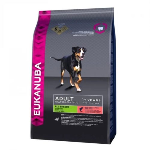 Eukanuba Adult Small & Medium Lazac & Árpa Prémium Minőségű Száraztáp Kistestű és Közepes Testű Felnőtt Kutyáknak 2.5kg - Lazaccal. Árpa- és Spenóttartalommal az Egészséges Emésztésért