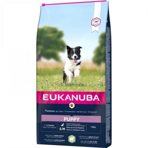Eukanuba Puppy Small & Medium Lamb & Rice Prémium Minőségű Száraztáp Kistestű és Közepes Testű Kölyökkutyáknak 12kg