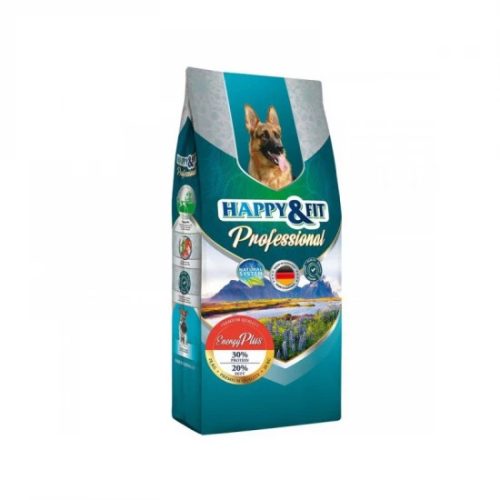 Happy & Fit Professional Energy Plus Prémium Minőségű Száraztáp Felnőtt Kutyáknak 20kg - Magas Fehérje és Zsírtartalommal az Aktív Életmódért, Zöldkagylókivonattal az Ízületek Támogatásáért, Halolajjal a Fényes Szőrzetért