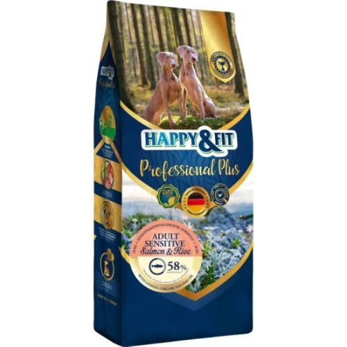 Happy & Fit Professional Plus Adult Sensitive Salmon & Rice 18kg - Gabonamentes, Hipoallergén Száraz Kutyatáp Érzékeny Emésztésű Felnőtt Kutyáknak