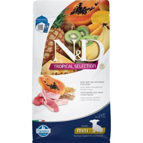 N&D Tropical Selection Bárány Száraz Kutyatáp Kistestű Kölyökkutyáknak 1,5kg - Alacsony Glikémiás Indexű Ősi Gabonákkal és Trópusi Gyümölcsökkel