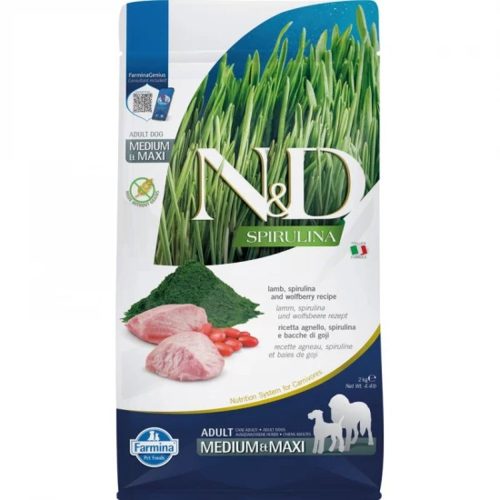 N&D Spirulina Bárány Száraz Kutyatáp Közepes és Nagytestű Felnőtt Kutyáknak 2kg - Gabonamentes, Hipoallergén