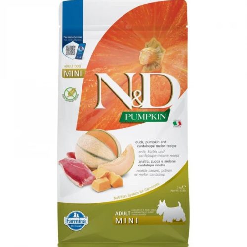 N&D Pumpkin Kacsa, Sütőtök & Sárgadinnye Száraz Kutyatáp Kistestű Felnőtt Kutyáknak 2kg - Gabonamentes, Hipoallergén, Kacsahússal