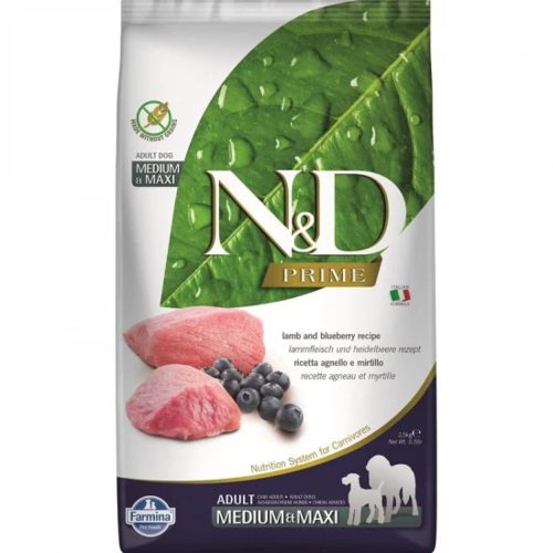 N&D Prime Bárány & Áfonya Száraz Kutyatáp Közepes és Nagytestű Felnőtt Kutyáknak 2.5kg - Gabonamentes, Hipoallergén, Bárány Fehérjével