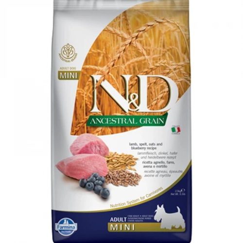 N&D Ancestral Grain Bárány, Tönköly, Zab & Áfonya Száraz Kutyatáp Kistestű Felnőtt Kutyáknak 2.5kg - Csökkentett Gabonatartalmú, Búzagluténmentes, Bárány Fehérjével