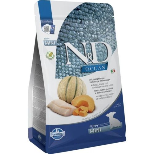 N&D Ocean Tőkehal, Sütőtök & Sárgadinnye Száraz Kutyatáp Kistestű Kölyökkutyáknak 2.5kg - Gabonamentes, Hipoallergén, Állati Eredetű Fehérjével