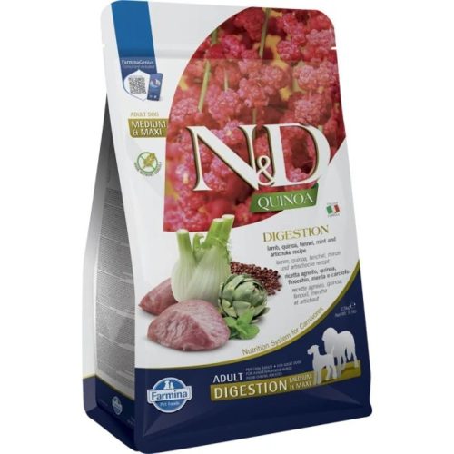 N&D Quinoa Digestion Bárány & Édeskömény Száraz Kutyatáp Közepes és Nagytestű Felnőtt Kutyáknak 2.5kg - Gabonamentes, Hipoallergén, Bárány Fehérjével